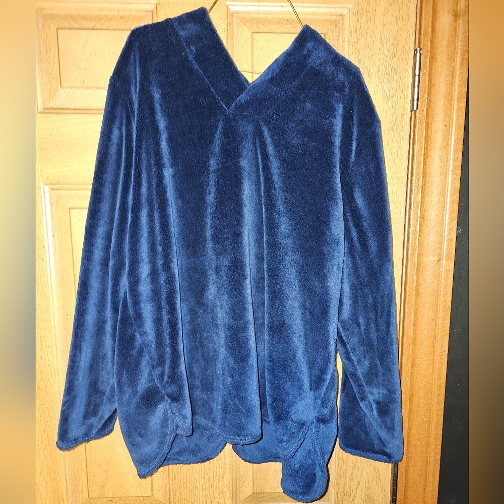Buck & Buck Adaptive Clothing Blue Velvet Top/ Shrug, Size XL/2X